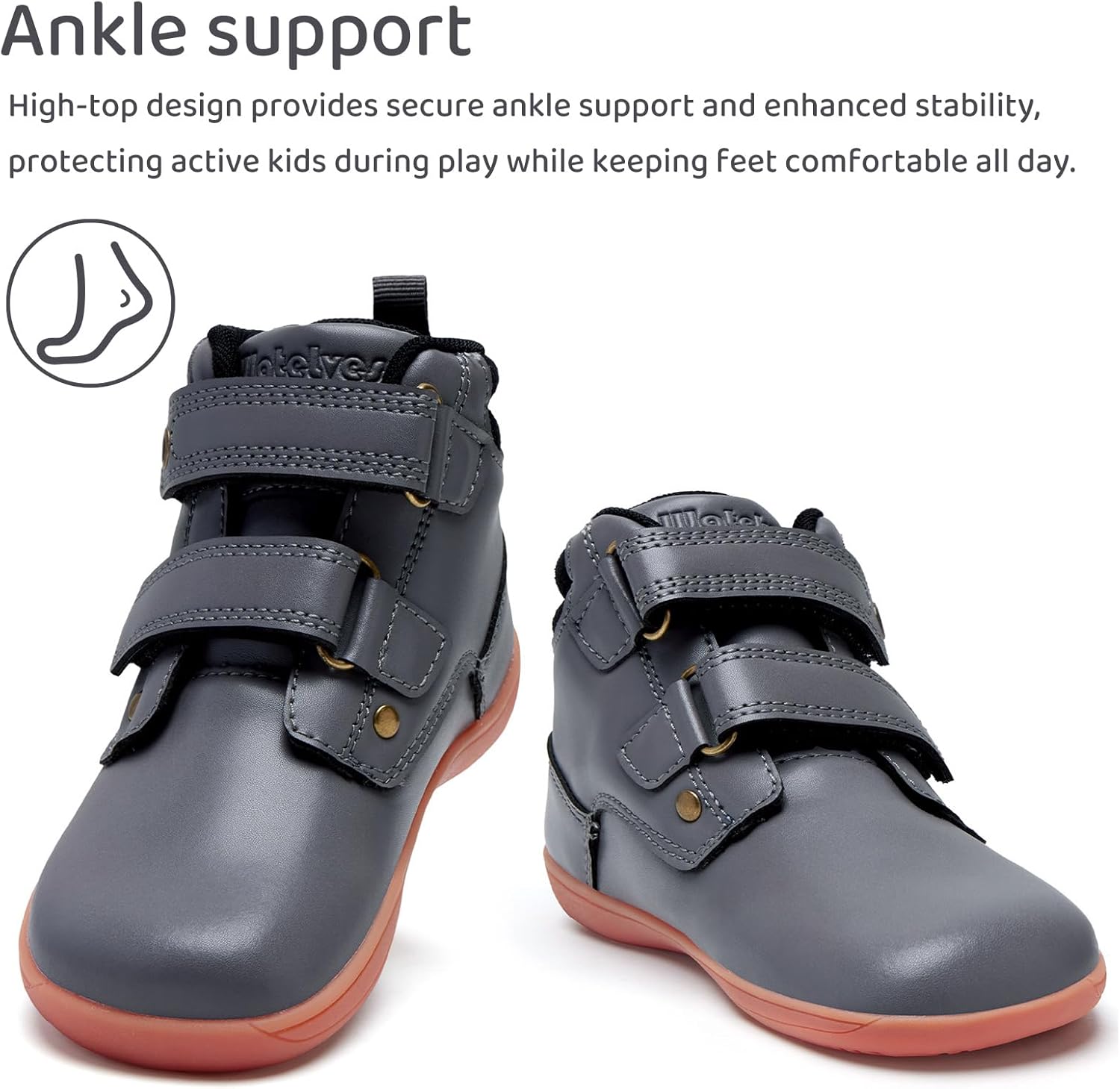 WateLves Toddler Little Kids Wide Barefoot Shoes Girls Boys Fashion Boots High Top Hook and Loop Sneaker Casual Lightweight Walking Shoes - Image 3