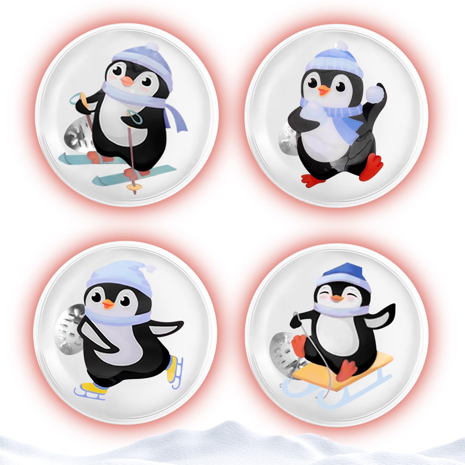 4 Pezzi Scaldamani Riutilizzabile, Scaldamani Pinguino, Scaldamanis a scatto, Scaldamanis per bambini e adulti, per Fredde Giornate Invernali, Viaggi, Sport, Campeggio