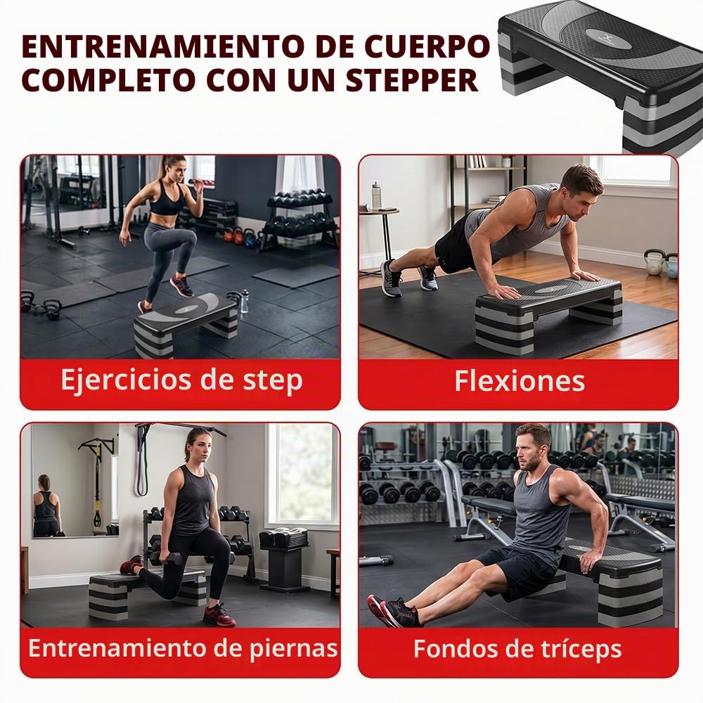 Ejercicio aeróbico paso a paso con 5 niveles ajustables para caminar, cardio, peso, yoga, ejercicio de fuerza, antideslizante para el hogar/gimnasio/oficina, entrenamiento