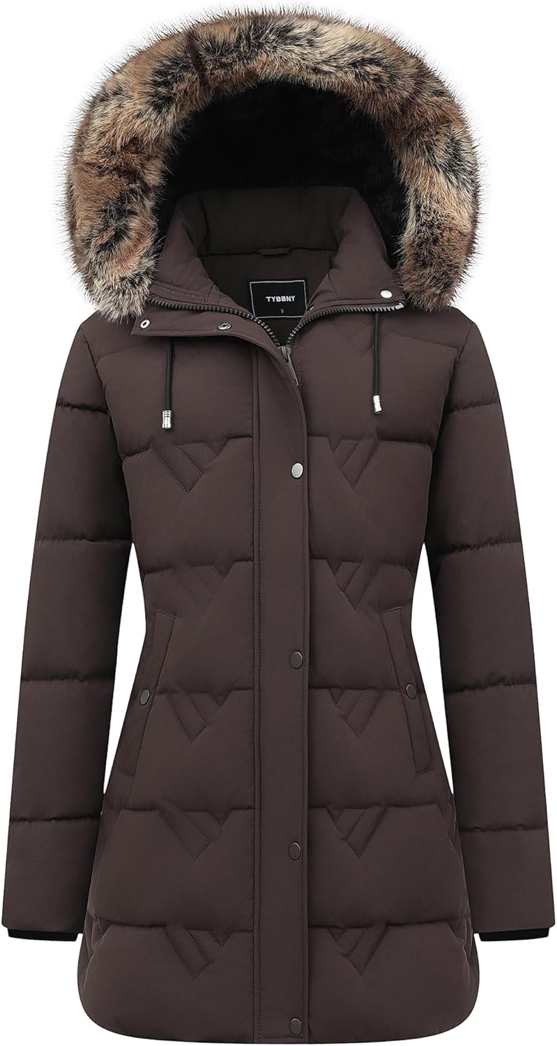 Women's Winter Coat Waterproof Long Insulated Parka with Detachable Hood