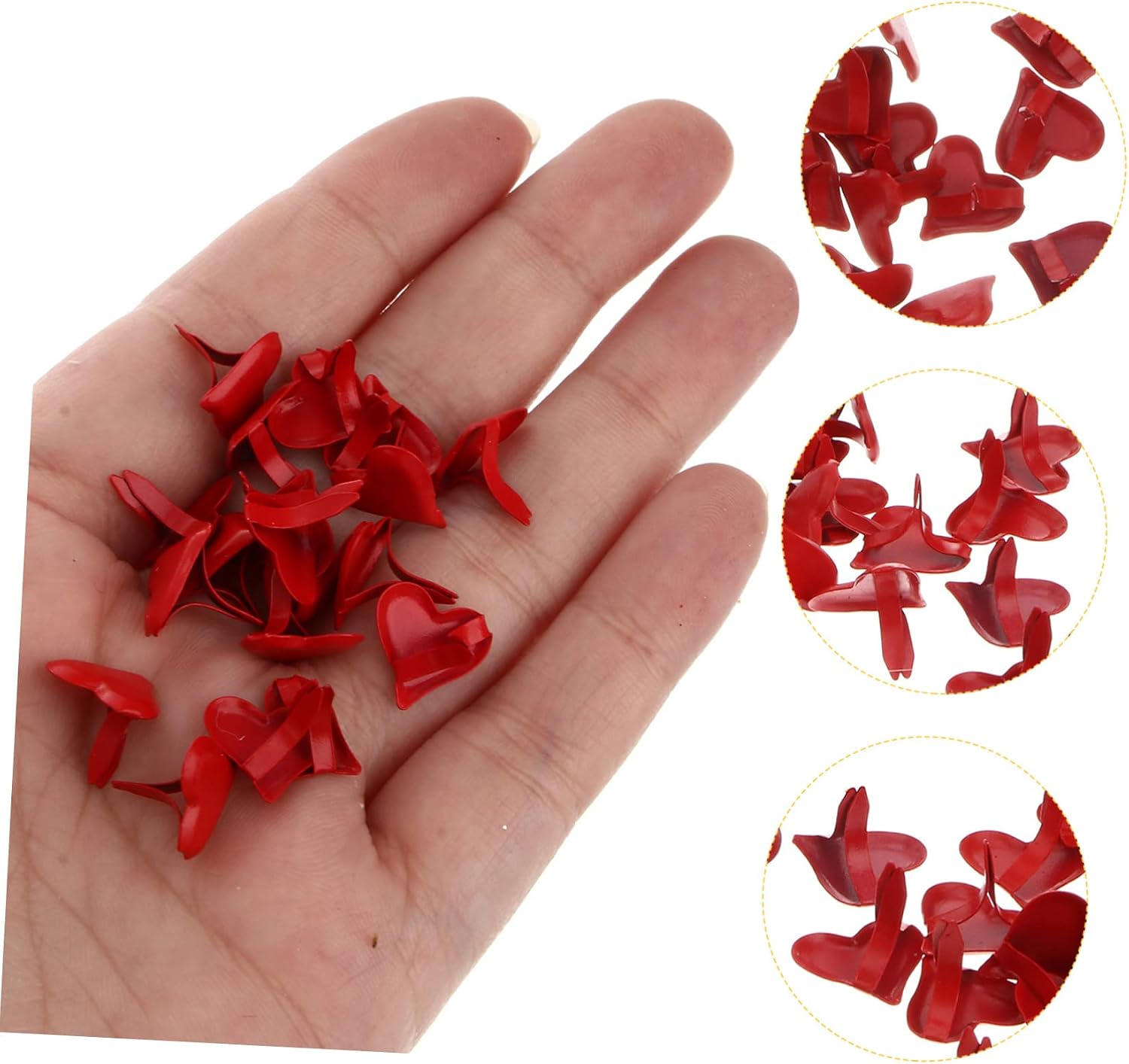 IWOWHERO Romantic Heart Mini Brads 50pcs Pastel Heart Shaped Brad Scrapbooking Crafts Metal Craft Brads 11mm Size