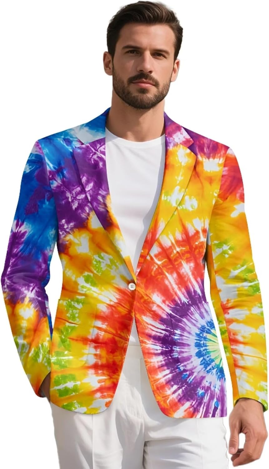 Blazer for Men Plus Size One Button Suit Jacket Casual Slim Fit Business Sports Coats S - 5XL