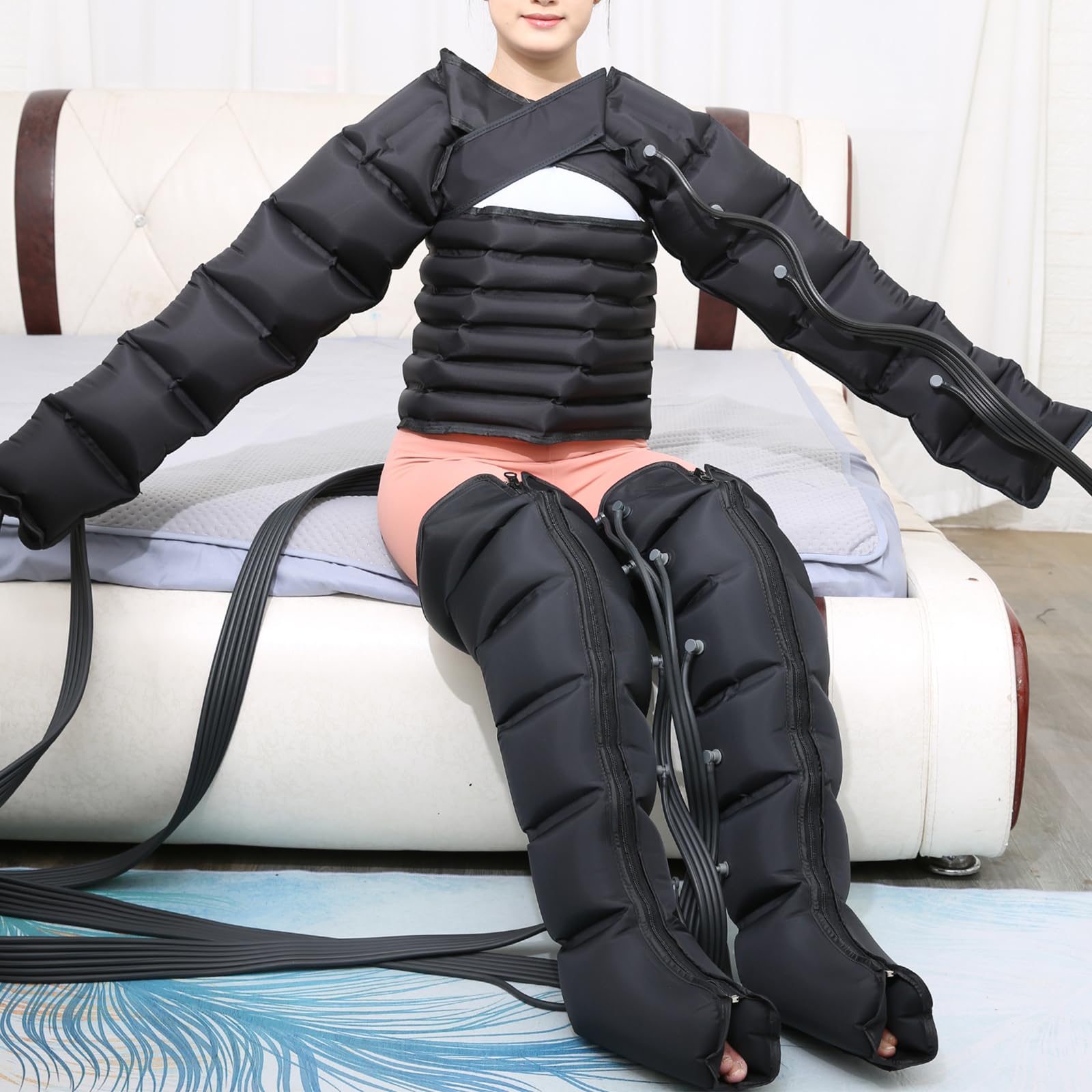 Pressoterapia Per Casa XXL Linfodrenaggio Gambe, Apparecchio Pressoterapia Linfodrenaggio Professionale, Macchinario Pressoterapia Gambe E Braccia Massaggiatore Gambes E Piedi Linfodrenante, 6 Cameres