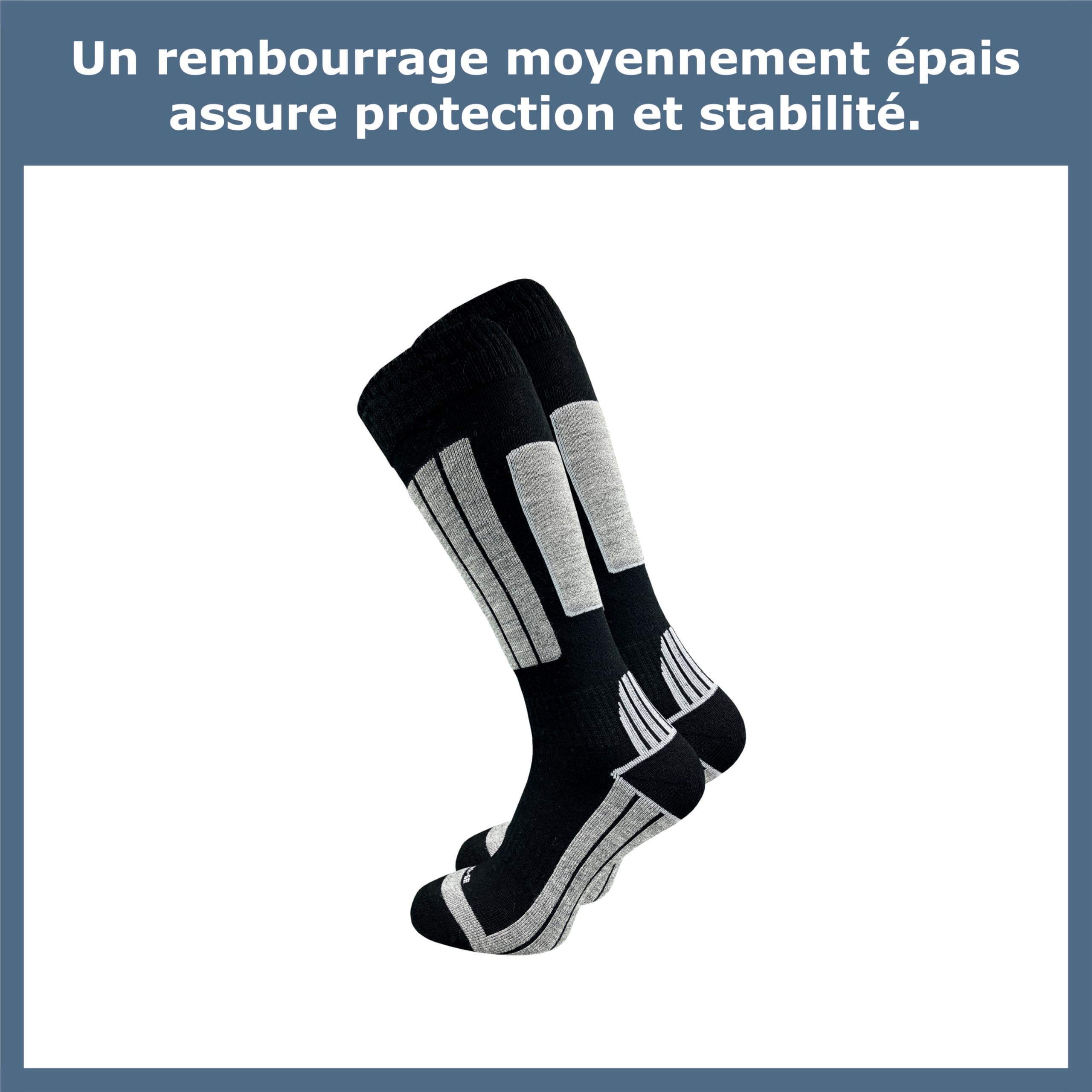 GAWILO Chaussettes de ski femme & homme avec zones rembourrées (4 paires) Chaussettes montantes thermiques pour ski, snowboard & randonnée