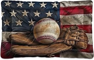 Kigai American Baseball Dog Bed Machine Washable Pet Bed Mattress Comfortable Soft Pet Bed Mat Non-Slip Bottom Couch for Small Medium Dogs,36x24 Inch