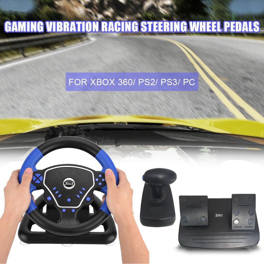 Yosoo 3 in 1 Game Steering Wheel, 180 Degrees Universal USB Computer