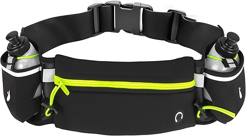 Cinto Corrida, Cinto de Corrida com Garrafas de Água (2 x 175 Ml), com Design Ajustado, não Balança durante Corridas, Caminhadas e Exercícios Físicos