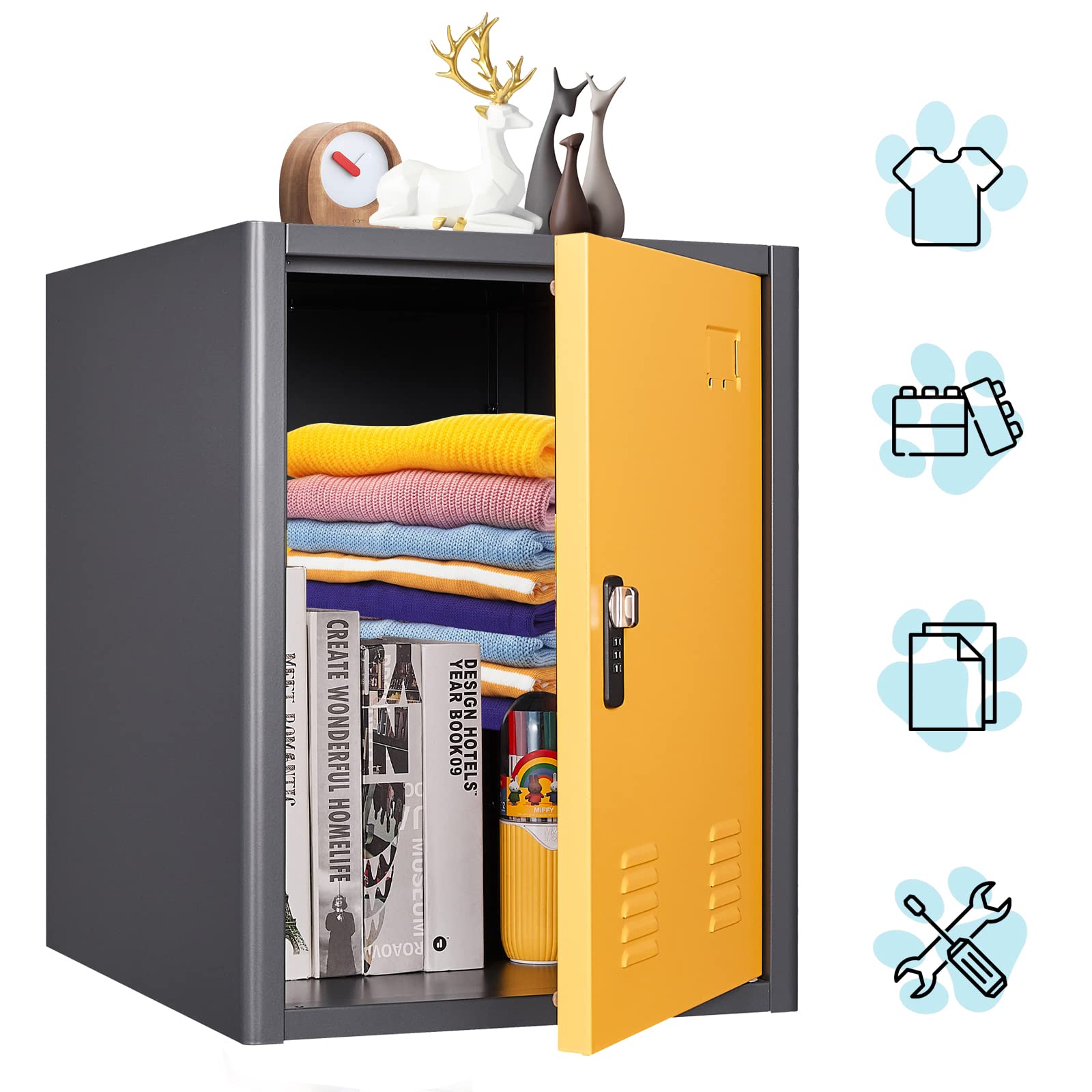 KAER Locker,Metal Lockable Storage Cabinet Box 19’’ with Separate ...