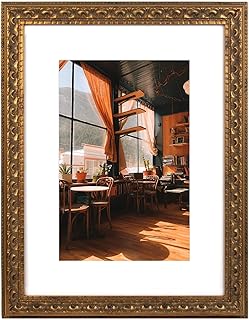 Golden State Art, 12x16 Ornate Bronze Color Frame - White Mat for 8x12 Photo - Complex Molding Design - Wall Mounting - Portrait/Landscape - Tempered Glass