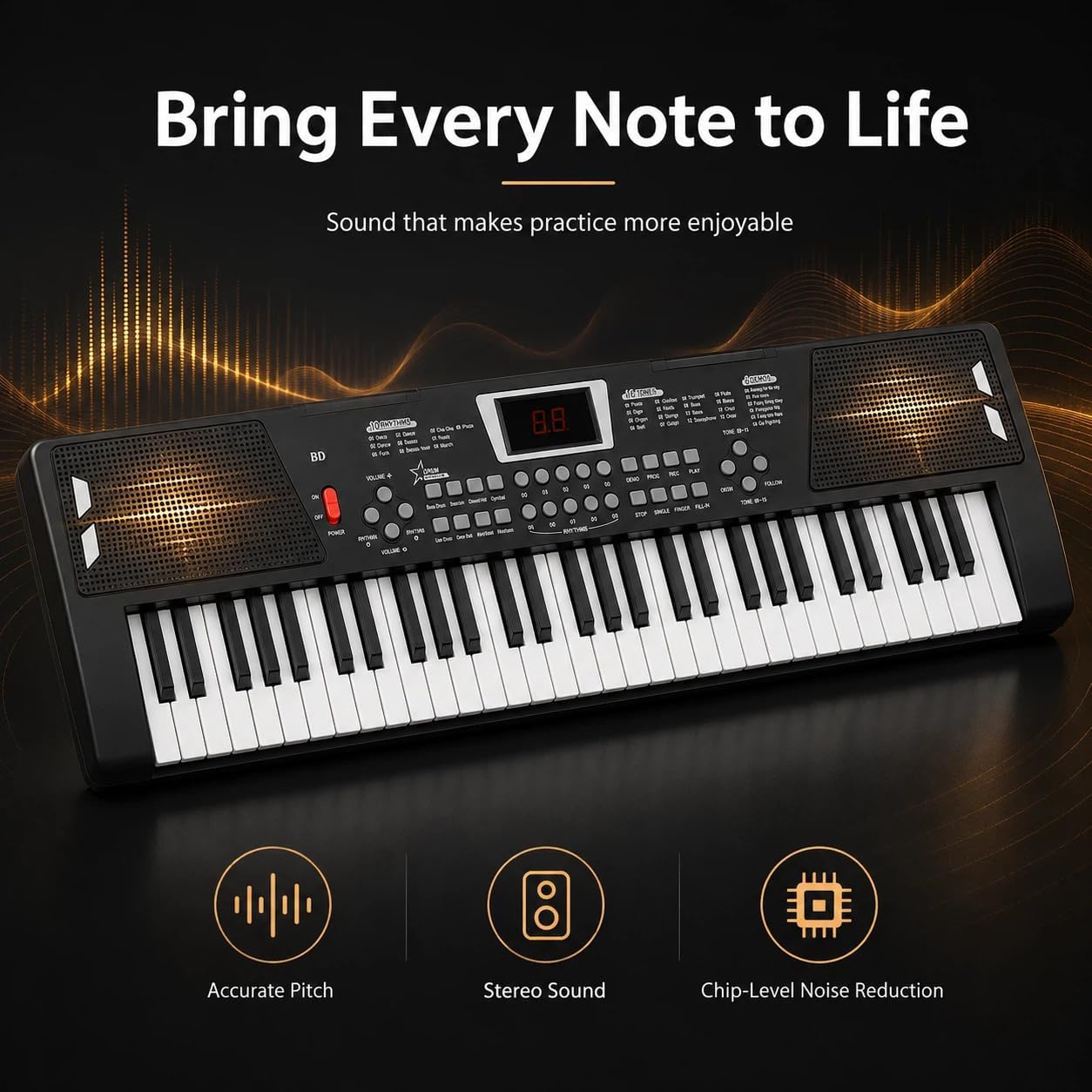 61 key keyboard piano，electric piano keyboard with Built-In Speaker Microphone, Sheet Music Stand and Power Supply, Portable Electronic Keyboard Piano for Beginners image 4