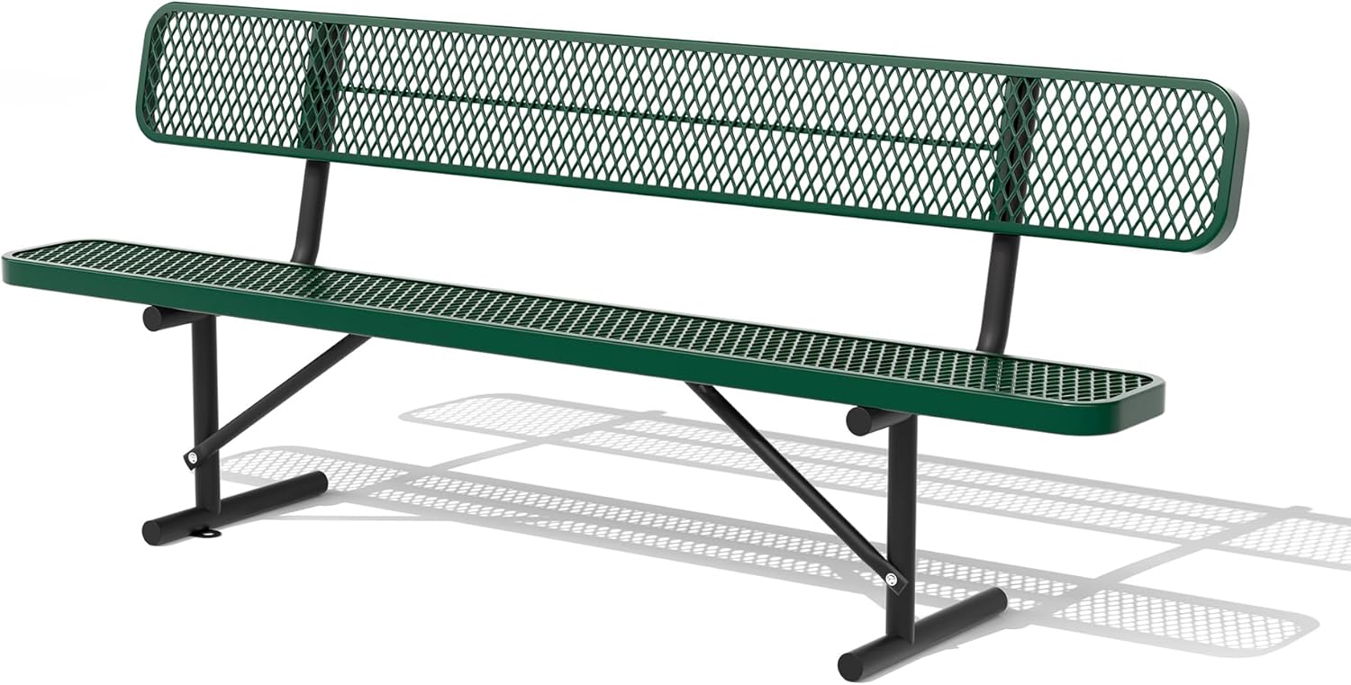 4/6/8 Feet Park Bench for Outside Heavy Duty Metal, Garden Benches Outdoor Bench with Backrest & Portable Frame, for Shopping Malls Stores Parks Patios Decks, Black