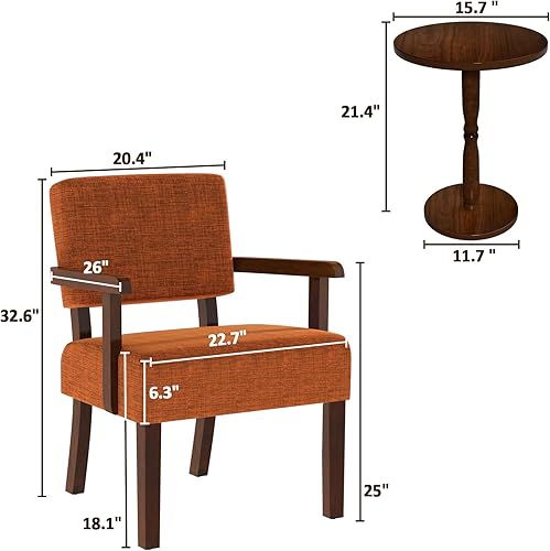 Miniatura 112 de Juego de 2 sillas decorativas con mesa, sillas de sala de estar con asiento suave y reposabrazos para sala de estar, dormitorio, sala de lectura,
