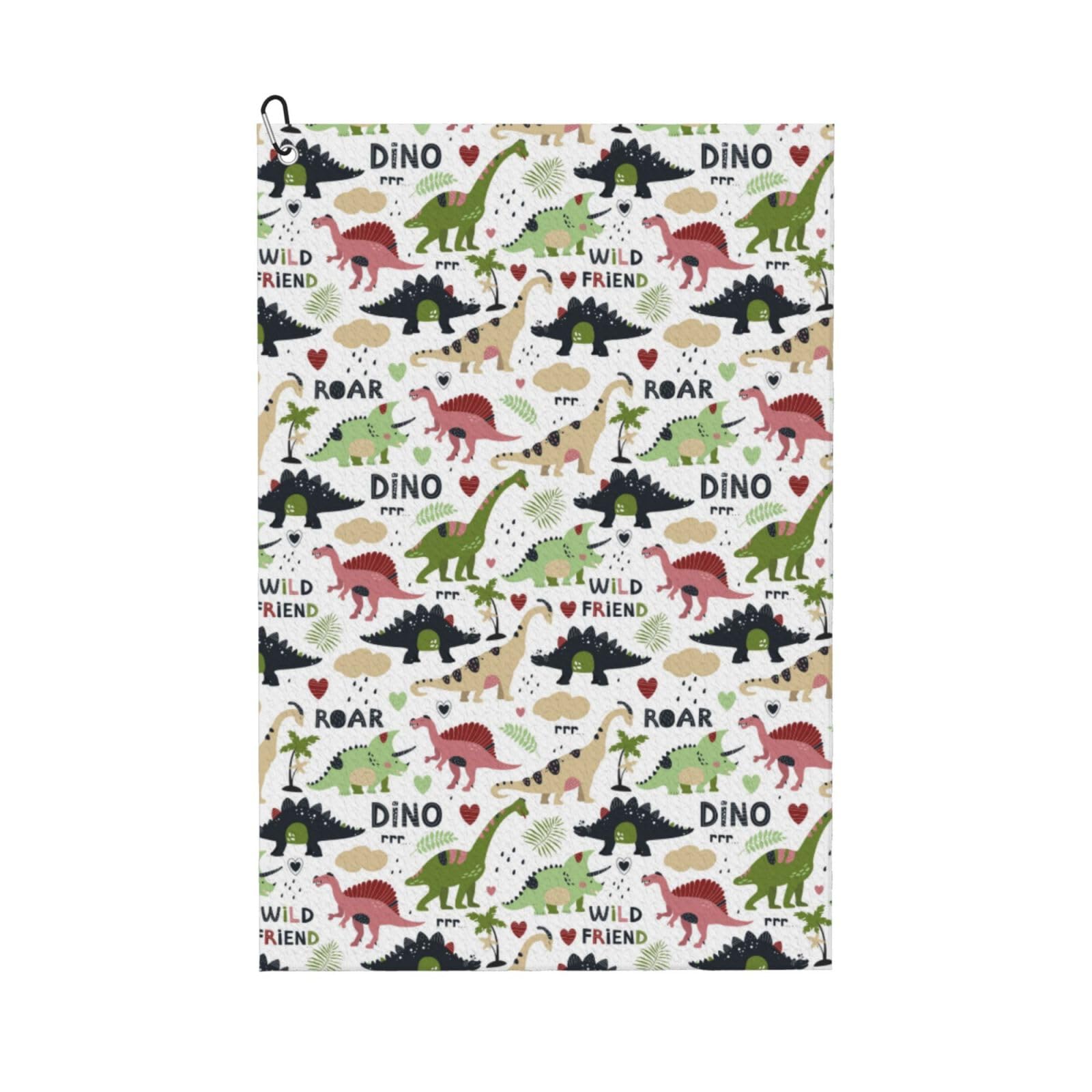 AOOEDM Dinosaur Print Golf Towel with Carabiner Clip Absorbent Microfiber Golf Towel for Cleaning Golf Ball Club Putter Iron for Golf Bag Trolly Belt Loop 16" X 24"
