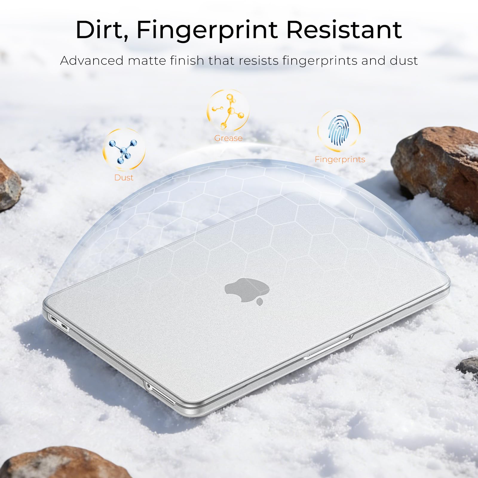 EooCoo for MacBook Neo Case 13 inch 2026 Model A3404, 100% Match Official Color, Anti-Fingerprint & Scratch Sturdy Protective Hard Shell Cover Laptop Accessories, Matte Clear - 3