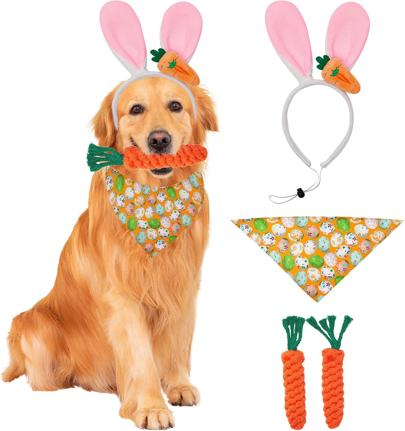 Disfraz de Conejo de Pascua para Perro - Accesorios Blancos
