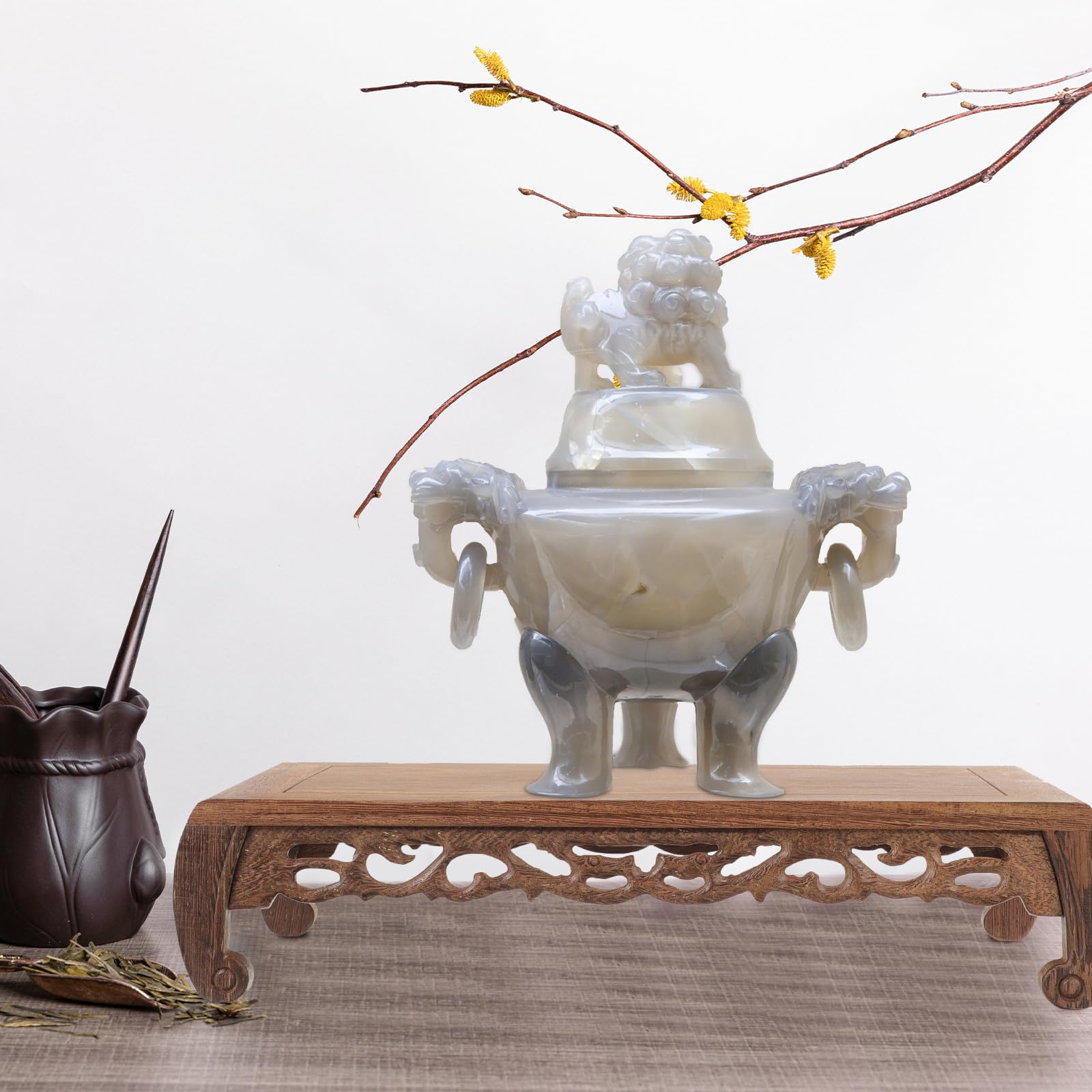 Support de Statue de Bouddha et Socle en Bois Épais, Présentoir Vintage pour Vase et Jardinière Extérieure, Rehausseur Artisanal pour Plantes Tombantes