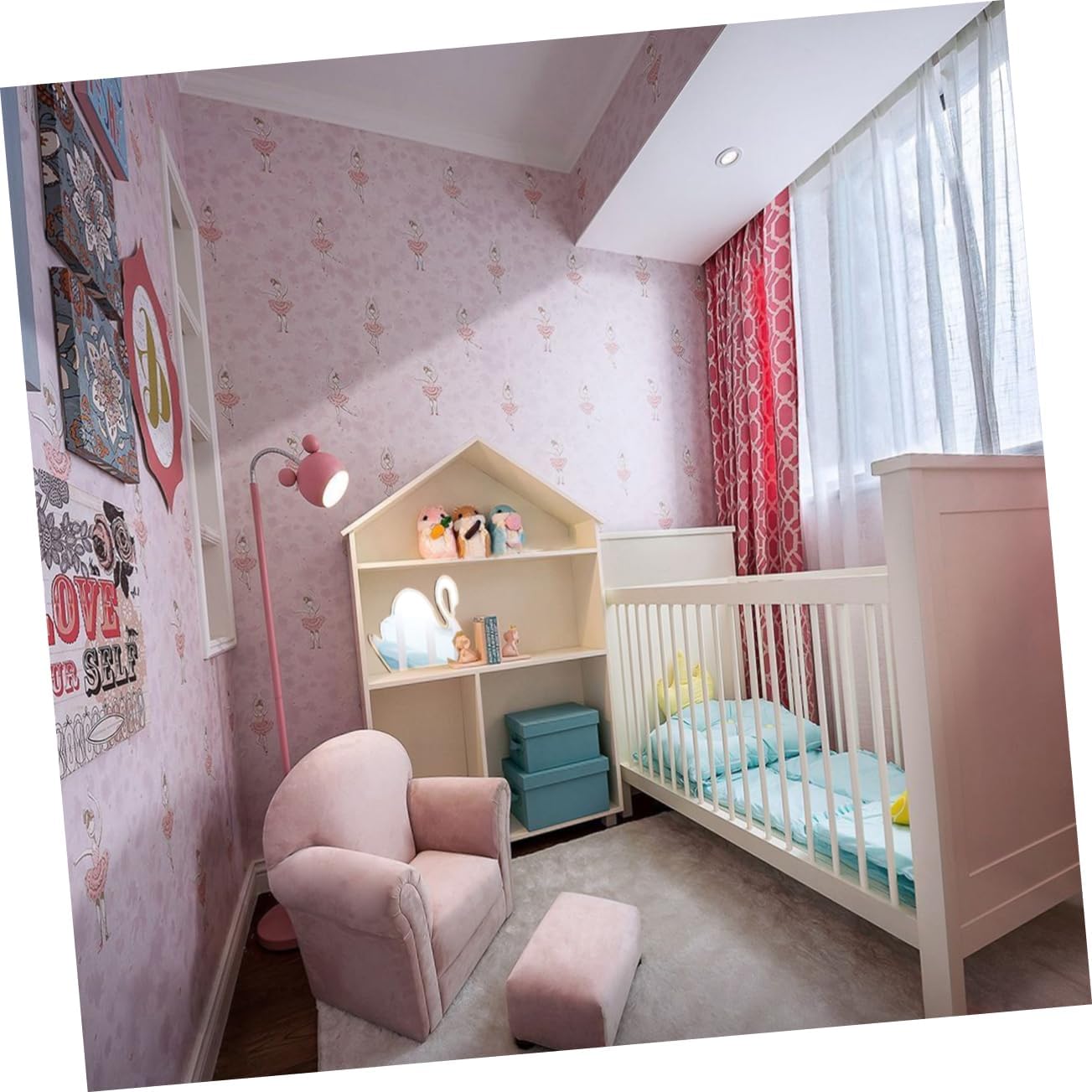 Ciieeo Decorative Swan Shape Wooden Boys and Girls Wall Mirror Safe Easy Install Nursery Decor
