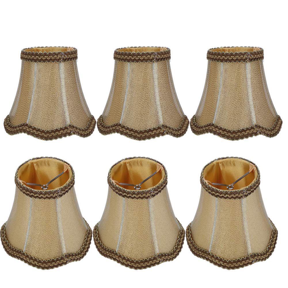 2 Lampenschirme Hellgelb - Clip-On Fassgewebe, 9,2x14,2x13 Cm, Für E14 Birnen