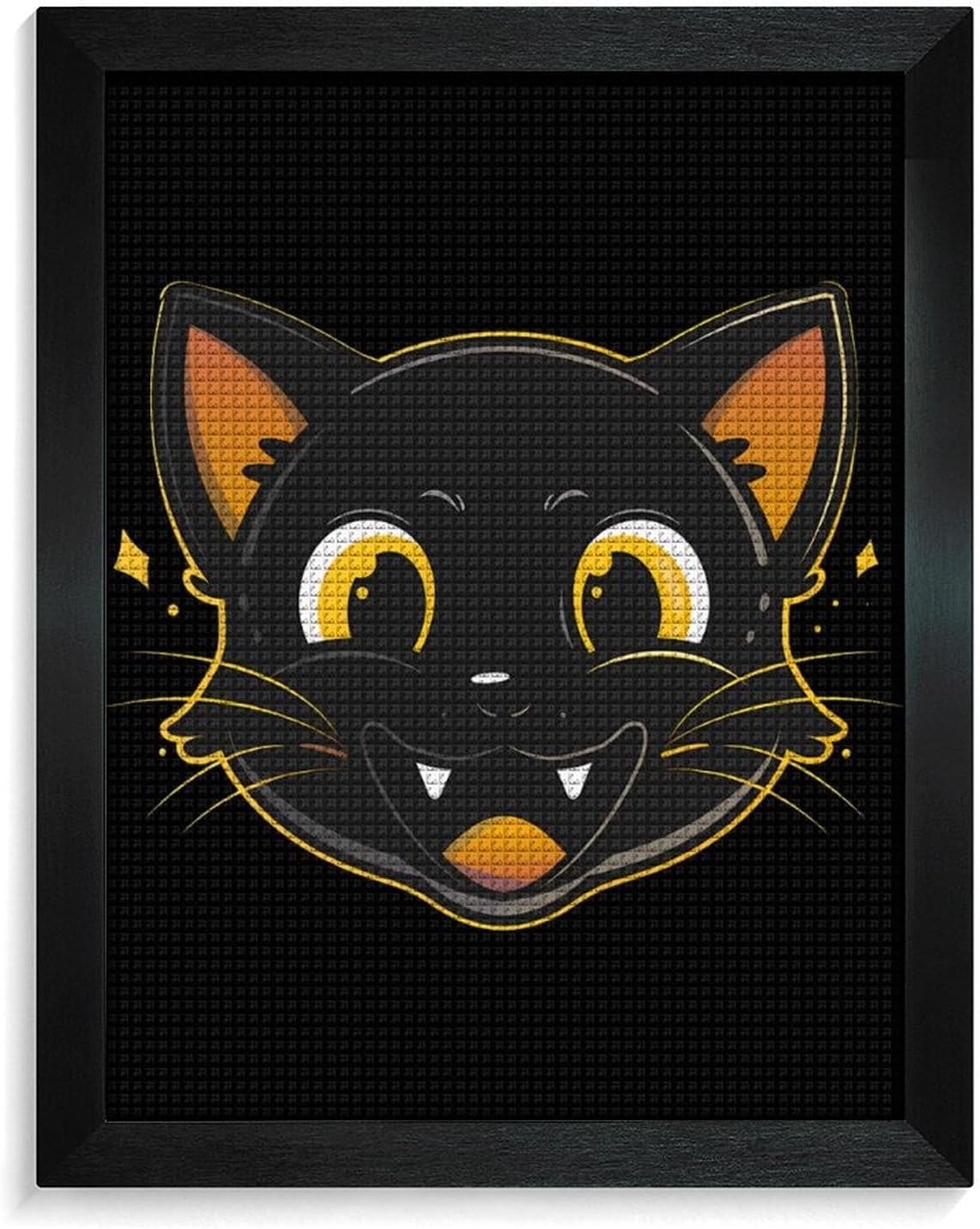 Naughty Black Cat Diamond 5D Painting Kits with Frame DIY Full Round Drill Gem Art Crafts for Home Wall Decor 16 X 20in Blackwood 40 * 50cm
