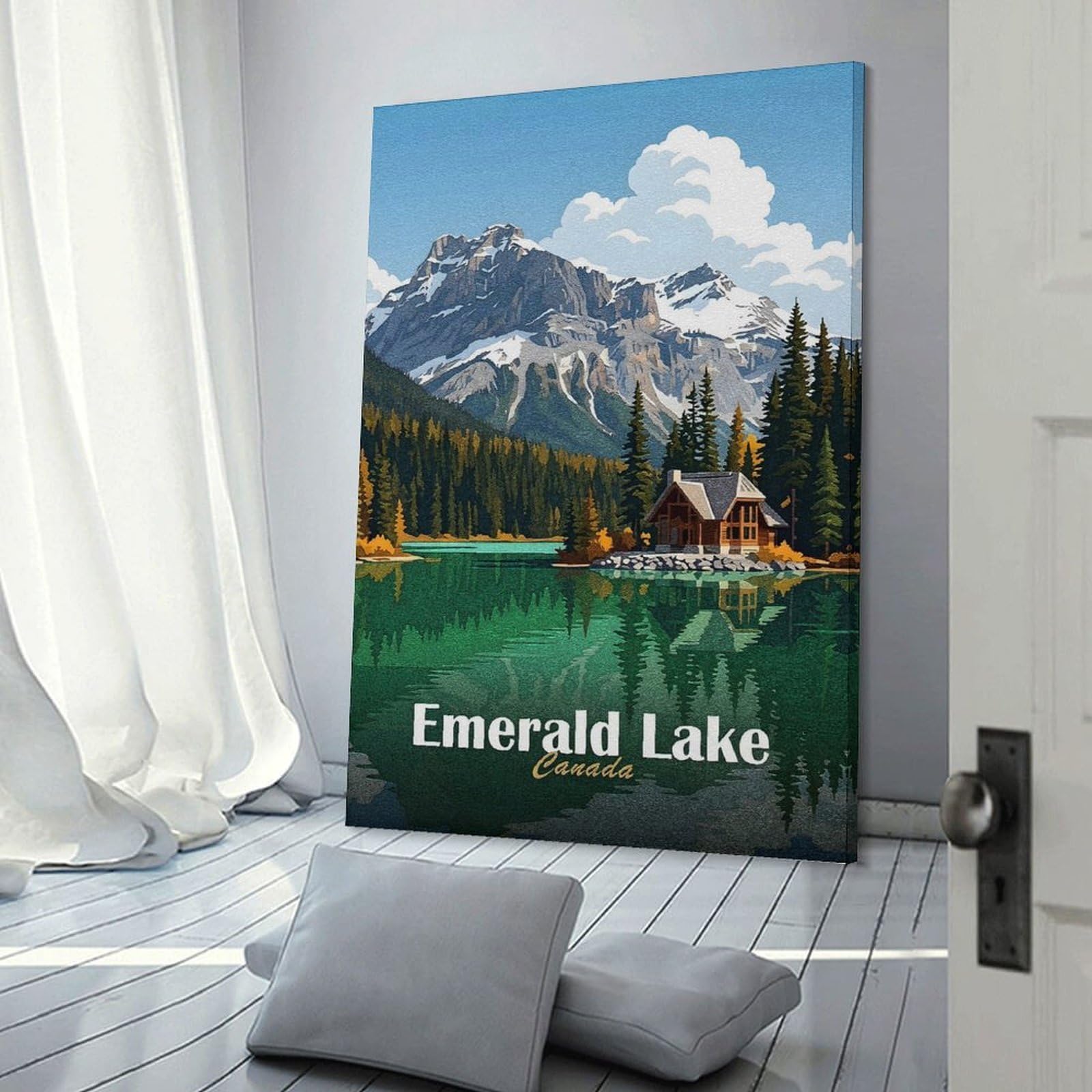 Junmoney Emerald Lake Canada Landscape Art Wall Picture Print 12x18inch(30x45cm), for Lounge Decor, Offices Or Entryway Styling, A Flexible Wall Accent for Shared Spaces