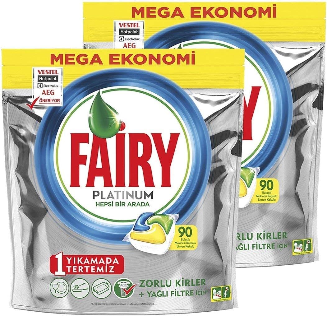 FairyDishwasher Detergent Tablets Platinum, Lemon, 180 Tablets