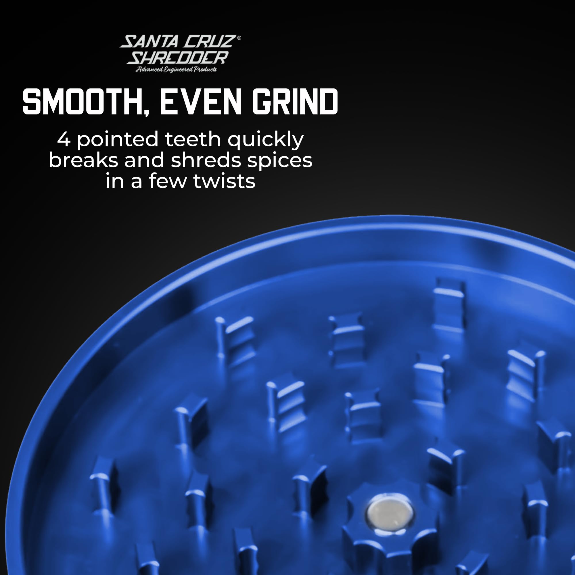Santa Cruz Shredder Jumbo Gewürzmühle aus Metall mit strukturiertem Griff, 2-teilig, 10,2 cm, Blau