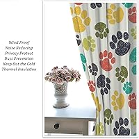 Vista 52 de Cortinas opacas con estampado de patas de perro, estampado de patas de perro y huesos, tratamiento de ventana, cortinas con aislamiento térmico