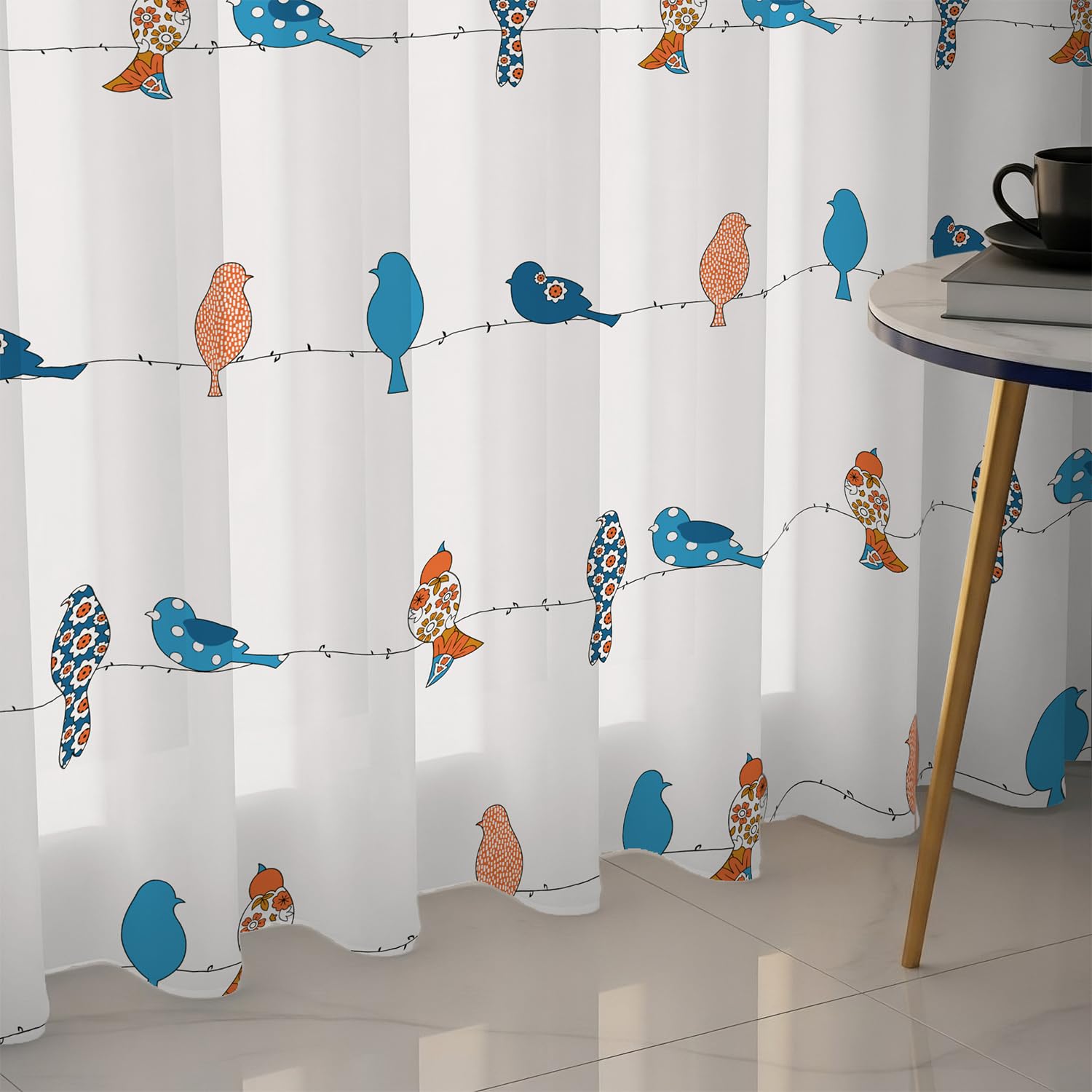 Urban Space 100% Cotton Curtains for Door, 60-65% Room Darkening Decorative Curtains, Set of 2 Curtains with Stainless Steel Rings (Humming Bird Blue, 7feet x 5feet)-image-34