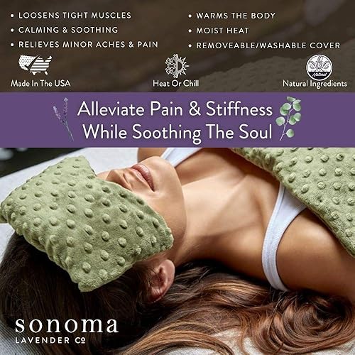 Miniatura 5 de Sonoma Lavender - Máscara de spa de eucalipto para aromaterapia, con inserto de semillas de lino y eucalipto, compresa ocular con funda extraíble y