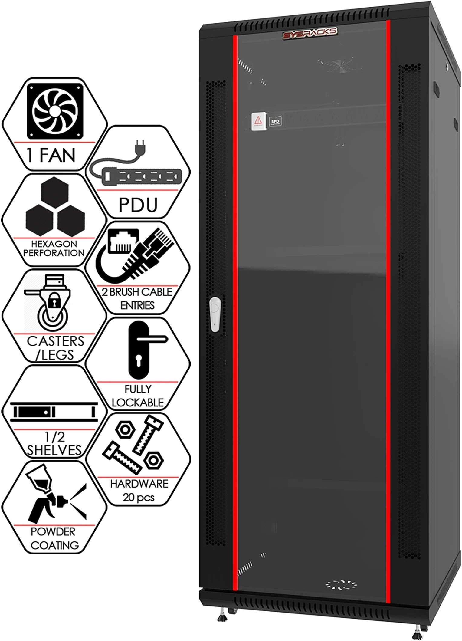 Server Rack 18U Wall Mount Server Rack Locking Wall Cabinet 19 Inch Rack Av Audio Video Rack Lockable Cabinet Network Rack with PDU - Shelf - Dust Proof Cable Entries - Fan - Wheels – Sysracks