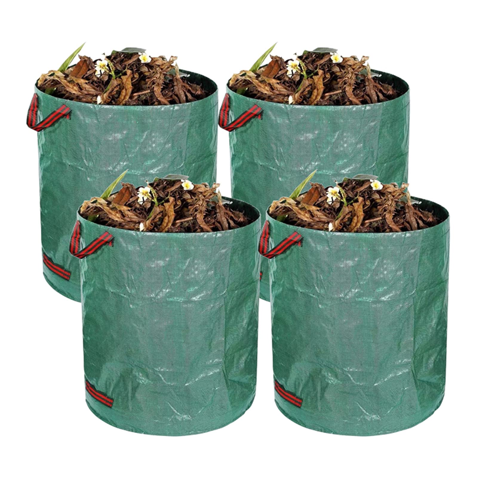 Bolsas De Basura De Jardín 120L,Saco De Jardín Resistente con Mango,Bolsas De Hierba De Hojas Plegables Y Reutilizables,Bolsas De Jardín Verde Premiums, (H 76 Cm, D 45 Cm),4PCS