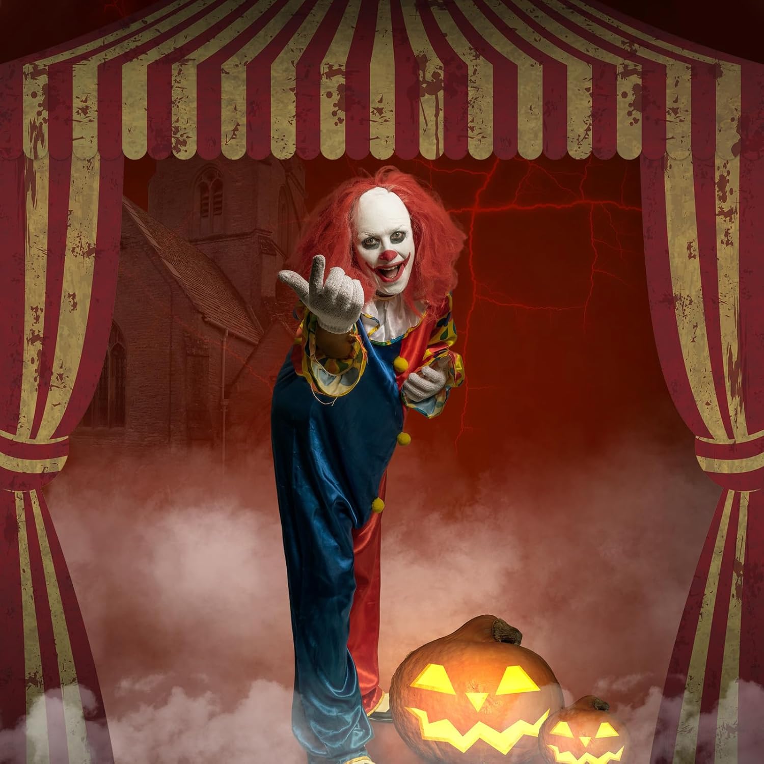 3 Pcs Carnival Party Decorations Halloween Awning Red and White Banner Circus Tent Concession Stand(Creepy Style) - Image 4