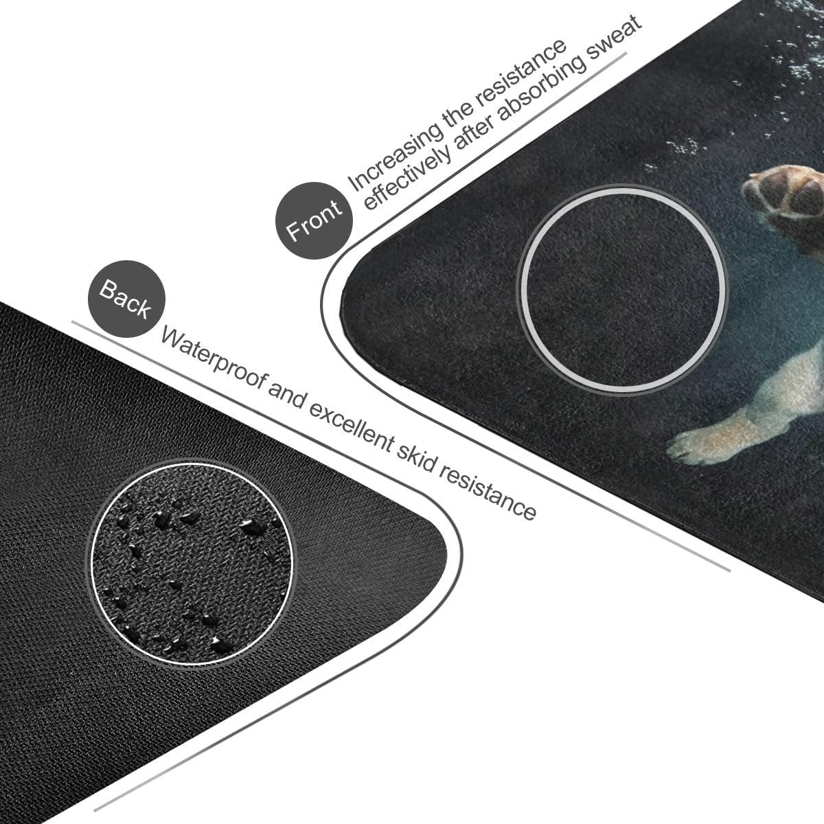 ALAZA Funny Puppy Underwater Yoga Mat Non Slip Fitness Exercise Mat, Workout Mat for Yoga, Pilates and Floor Exercises