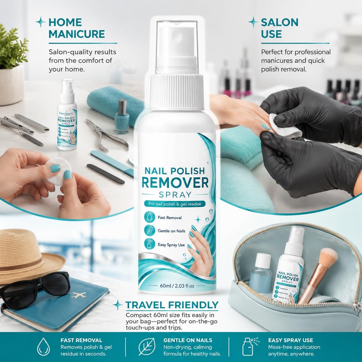 Nagellackentferner-Spray, schnell wirkender No-Soak Easy Polish. (8PCS)