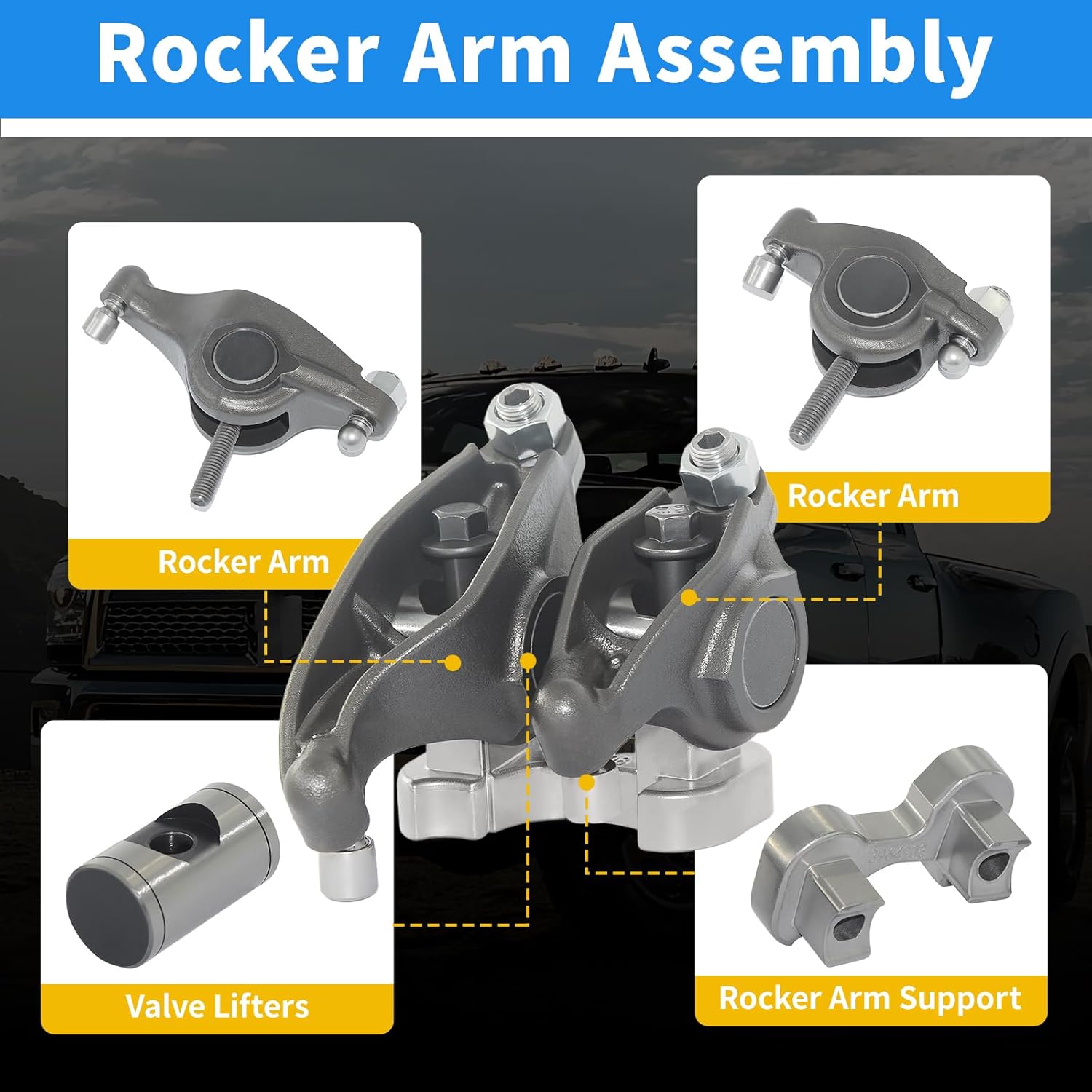 Rocker Arm Assembly Steel Isolators Compatible with 1999-2018 Dodge Ram 2500 3500 4500 5500 5.9 6.7 DIESEL Cummins Rocker Arms 3941928 4995602 4995603 4995605 4928698
