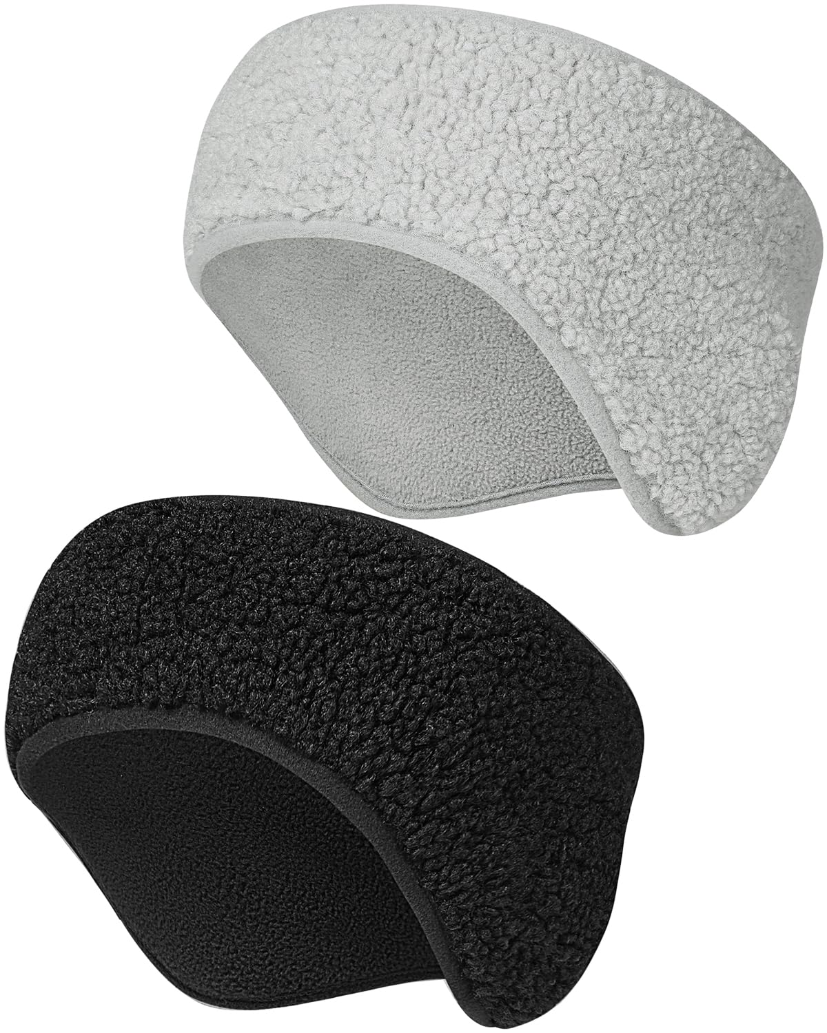 Diademas calentadoras de orejas de invierno, orejeras térmicas para hombres y mujeres en clima frío para esquí, correr, ciclismo, entrenamiento (A-2-negro + gris)