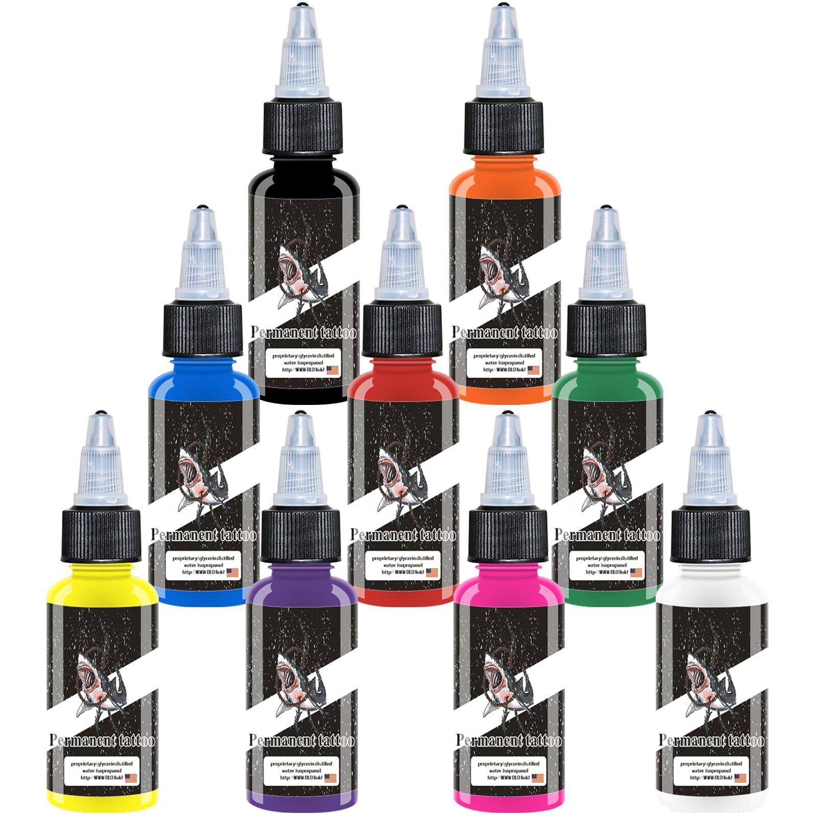 BaodeLi 9PCS Tattoo Ink Color Set Professional 0.5oz/15ml Tattoo Ink Set - Professional-Quality Inks for Vibrant and Long-Lasting Tattoos