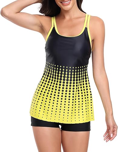 Miniatura 5 de Huilaibazo Modest Tankini Swimsuit Women Two Piece Bathing Suit 3D Print Tank Top with Shorts Swimwear Modest Loose Swimsuits