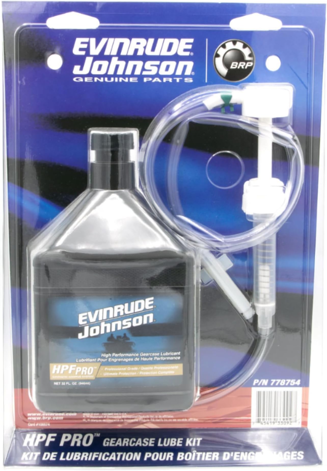Johnson/Evinrude/OMC HPF PRO Gearcase Gear Oil Lube Qt Kit & Pump 0778754 778754
