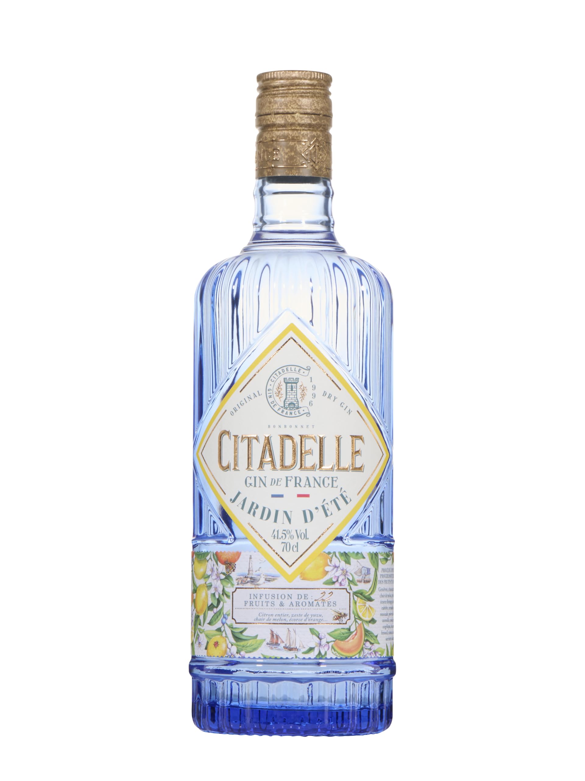 CITADELLE - Jardin D'Eté - Gin - Origine : France/poitou-Charente - 41,5% Alcool - 22 botaniques (Melon, Yuzu, Citron...) - A déguster en cocktail - 70 cl - 1