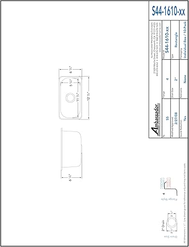 Miniatura 9 de Ambassador Marine - Fregadero rectangular de acero inoxidable con acabado cepillado