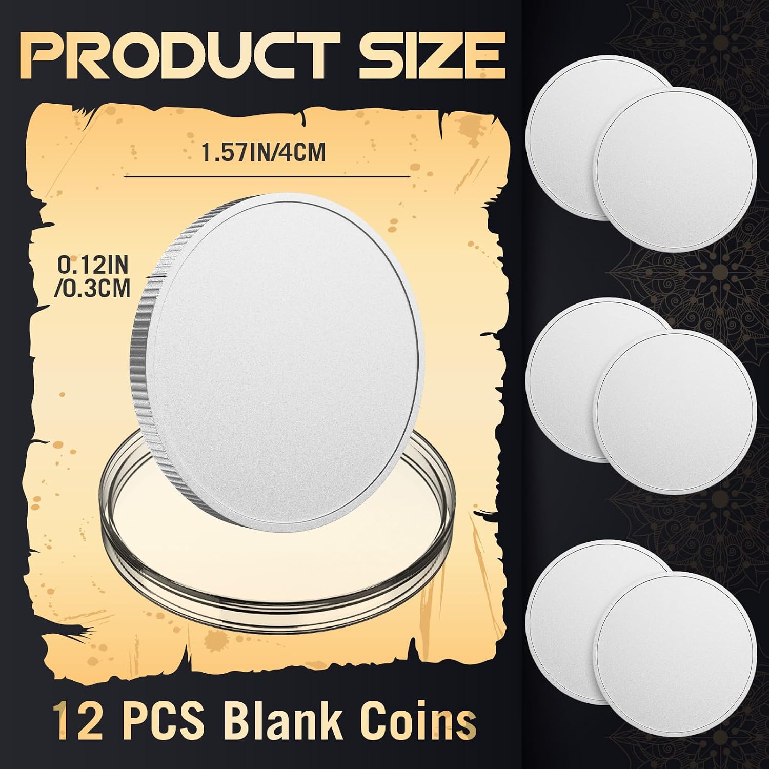 12Pcs Blank Challenge Coin