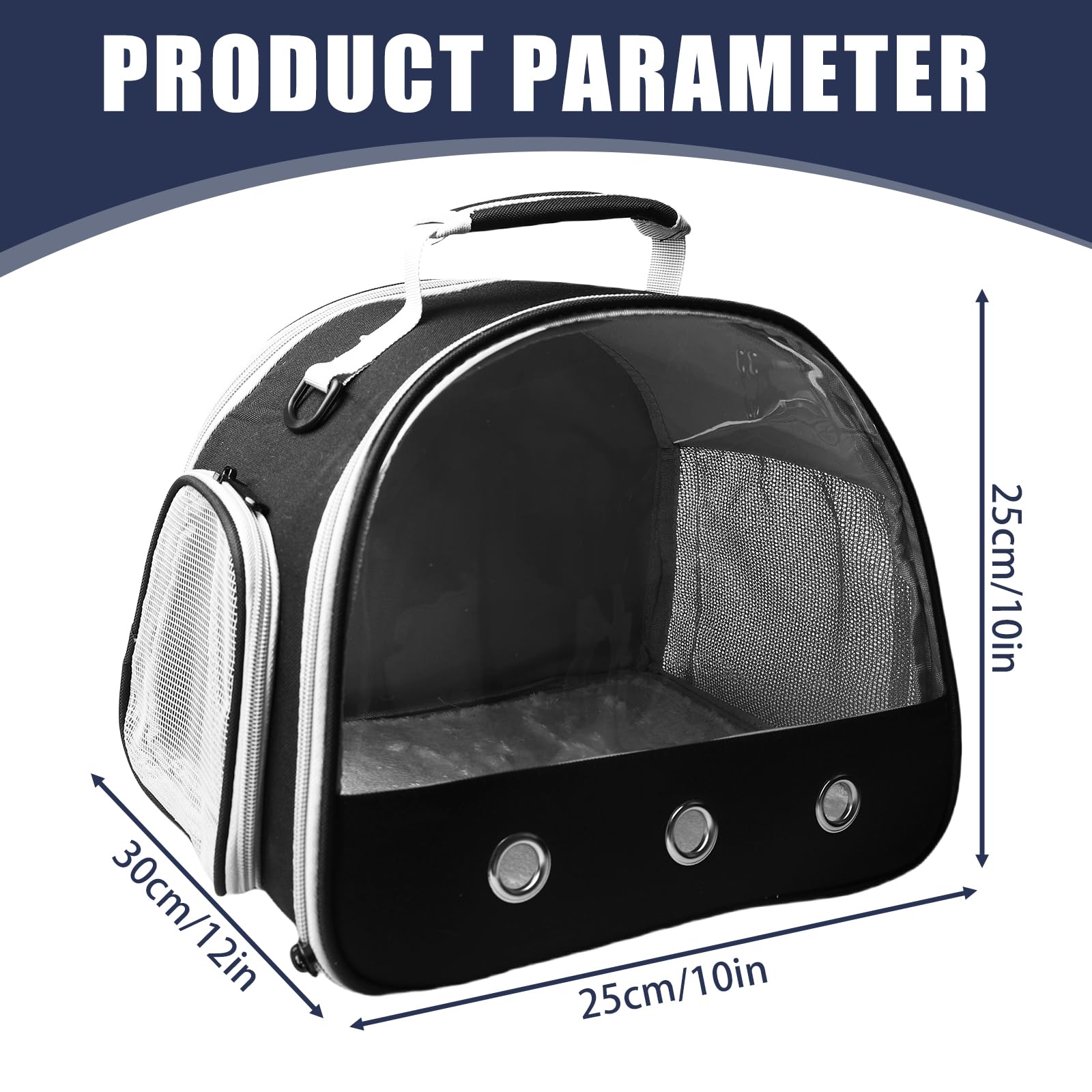 Boîte de transport pour hamster, 30 x 25 x 25 cm, sac de transport pliable pour chat, chien, petit animal, avec ouverture latérale, sac de transport pliable pour chat, chien, lapin, hamster