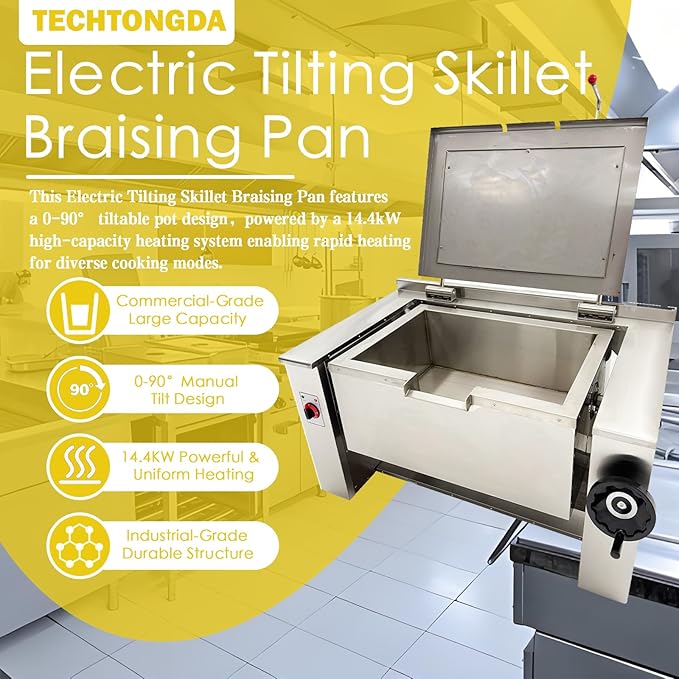 Sartén Eléctrica Inclinable 38 Galones 220V 14.4KW miniatura 3