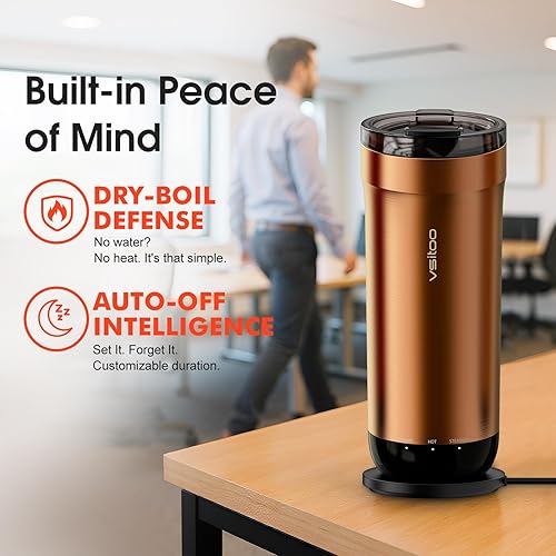 Miniatura 7 de VSITOO Taza de viaje térmica S5, 16 onzas, IA con detección automática calienta bebidas a 120-150F manos libres. Control de temperatura para todos