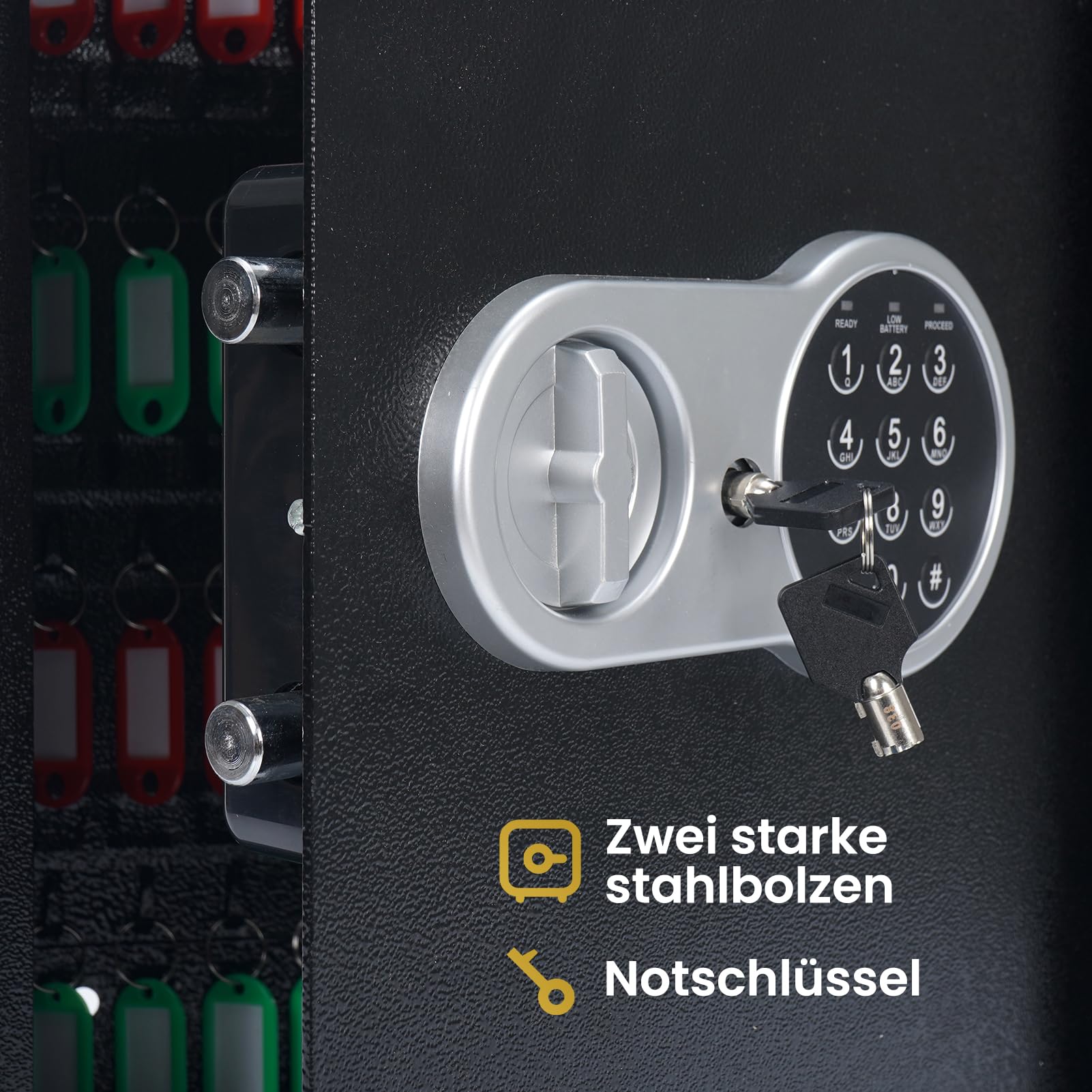Trintion Schlüsseltresor für 32Schlüssel 31x20x10cm Schlüsseltresor mit Elektronikschloss Schlüsselkasten Schlüsselschrank Verrieglung durch Code Tür doppelwandig für Auto Büro Haus Garage