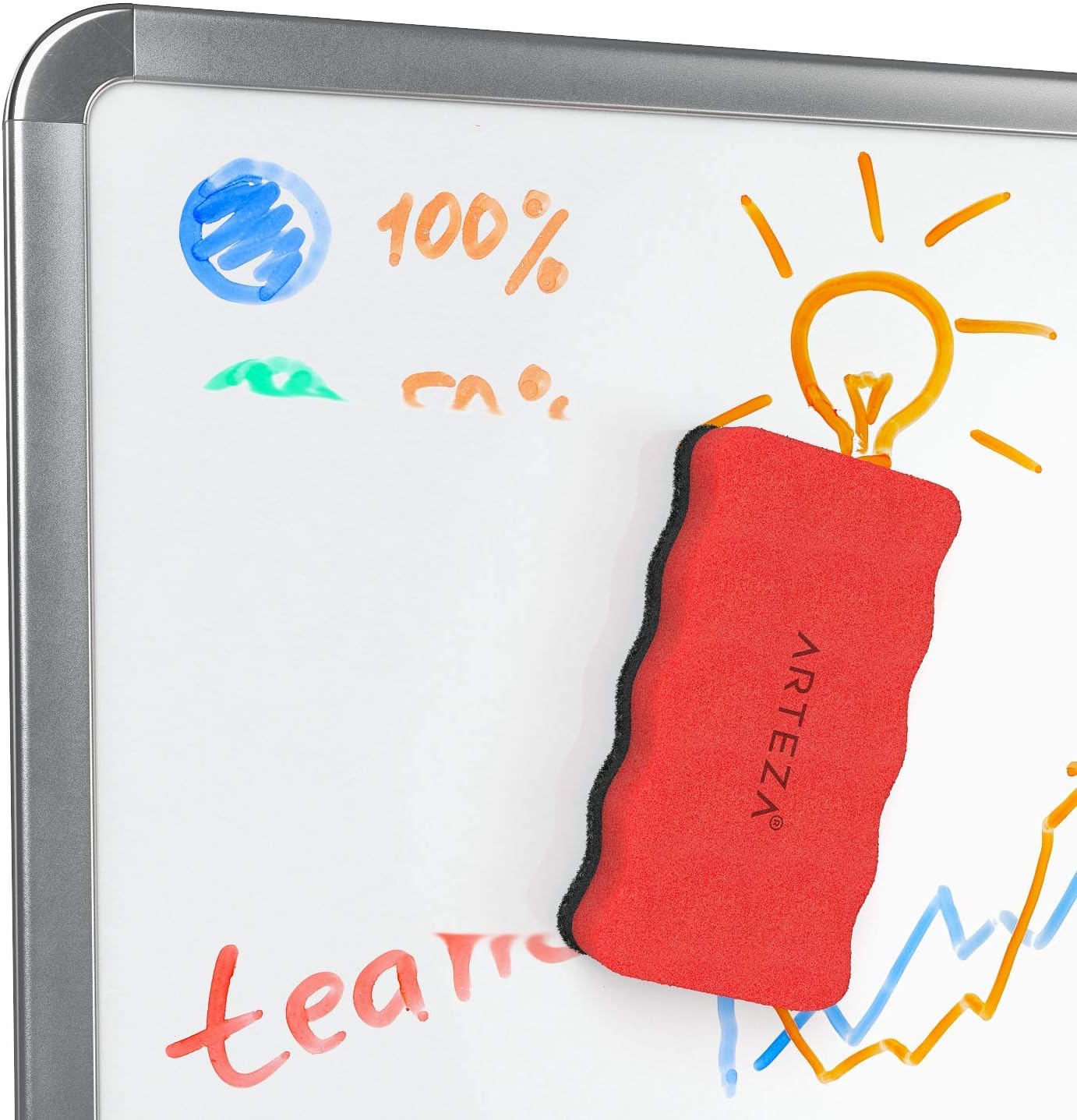 Arteza Whiteboard Cleaner Set with 12 Assorted Color ChiselTip Dry