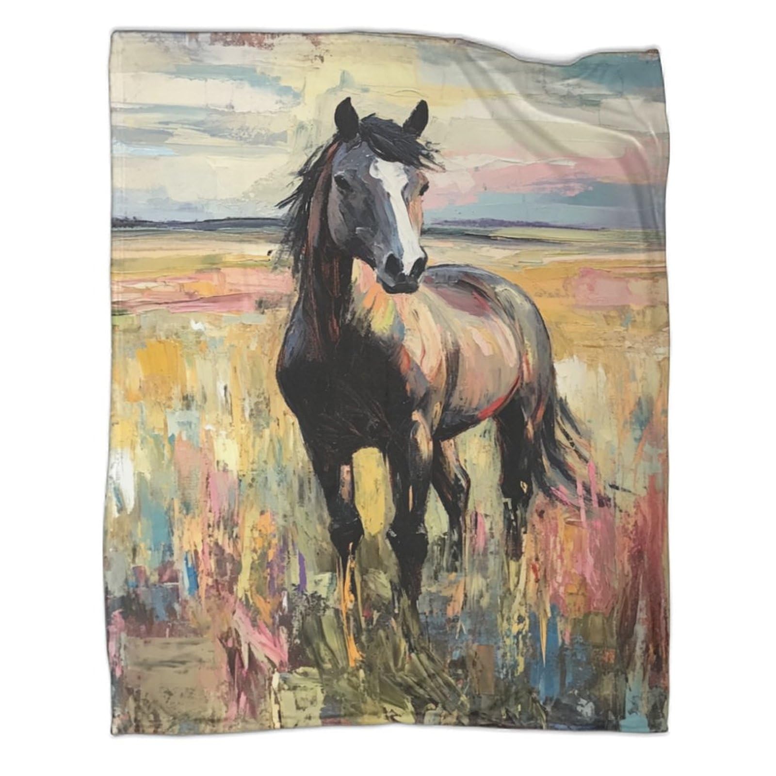 Couverture cheval en flanelle 150x200cm chaude et épaisse pour le canapé