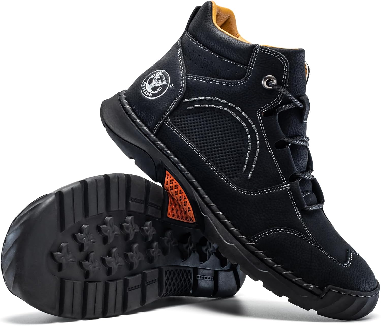 FLYLAND Mens Casual Faux Leather Mid-Top Ankle Boots