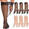 MANZI 6 Pairs Plus Size Knee Highs for Women 15 Denier Sheer Nylon Socks Knee High Stockings